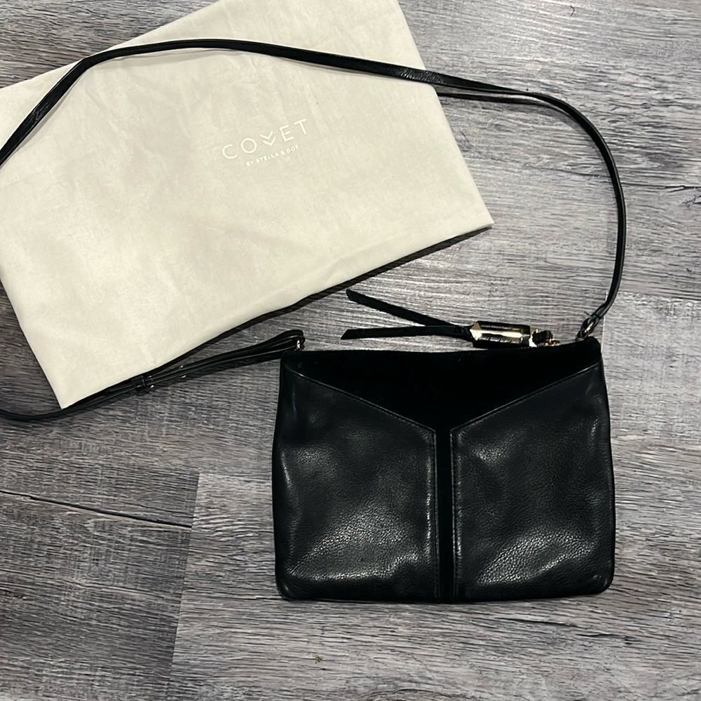Stella & Dot COVET Highline leather suede mini crossbody purse black ($159) - Picture 3 of 16
